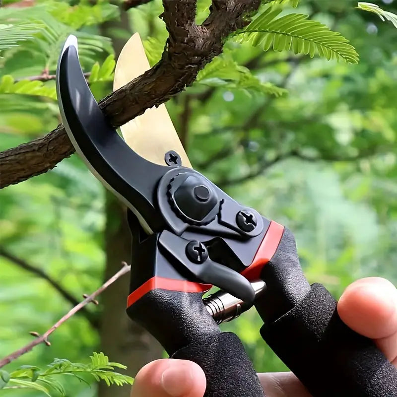 Heavy-Duty Professional Pruning Shears with Sharp SK-5 Blades - Non-Slip Grip